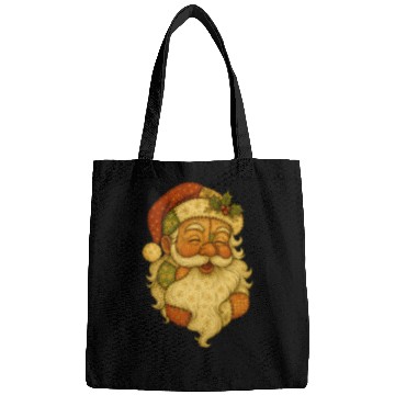 Discover Patchwork Santa Face Vintage Christmas Folk Art Bags