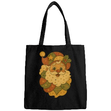 Discover Patchwork Santa Face Vintage Christmas Folk Art Bags