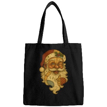 Discover Patchwork Santa Face Vintage Christmas Folk Art Bags