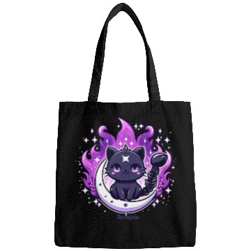 Discover Enchanted Night Sky Scorpio Cat Design Bags