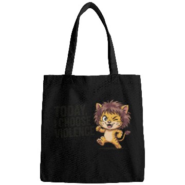 Discover Cute Cartoon Lion with Bold Slogan Bags