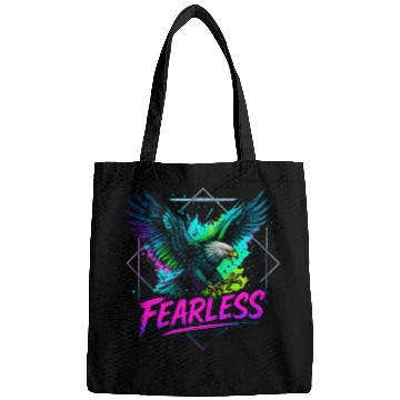 Discover Fearless Eagle Neon Design Bags