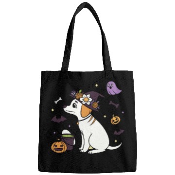 Discover Halloween Witch Dog Illustration Bags
