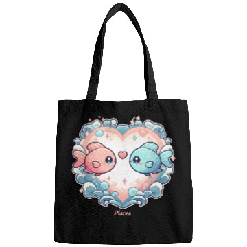 Discover Celestial Pisces Love Heart Illustration Bags