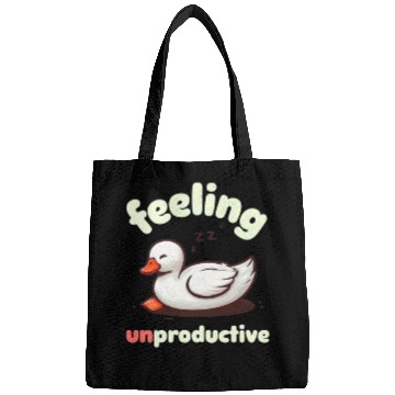 Discover Playful Sleepy Duck Illustration Bags
