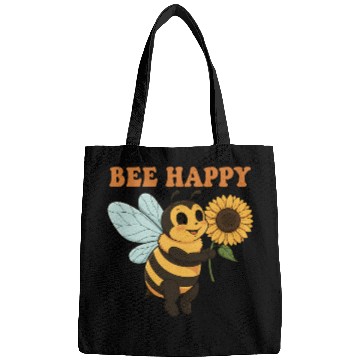 Discover Bee Happy Bags | Cute Cartoon Bee with Sunflowe