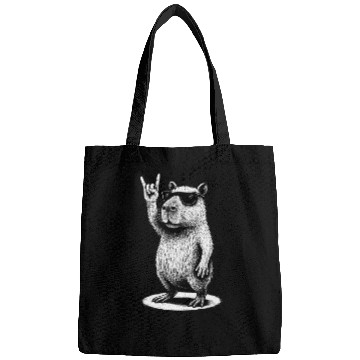 Discover Retro Capybara Rock and Roll Music Capybara Lovers Bags