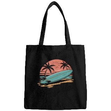 Discover Sunset Surfing Beach Scene Bags
