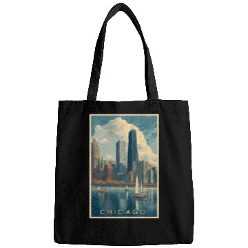 Discover Chicago Skyline with Sailboats Bags