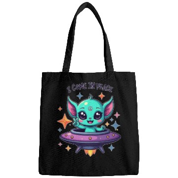 Discover Peaceful  cute Alien- i come in peace Bags