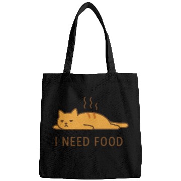Discover I Need Food Funny Cat Illustration Typography Desi Bags