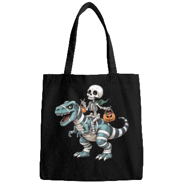 Discover Skeleton Riding Mummy Dinosaur Funny Halloween Bags