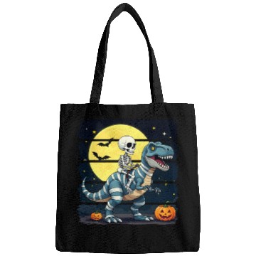 Discover Skeleton Riding Mummy Dinosaur Funny Halloween Bags