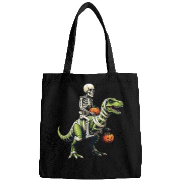 Discover Skeleton Riding Mummy Dinosaur Funny Halloween Bags