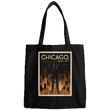Discover Chicago Skyline Nightscape Design Bags