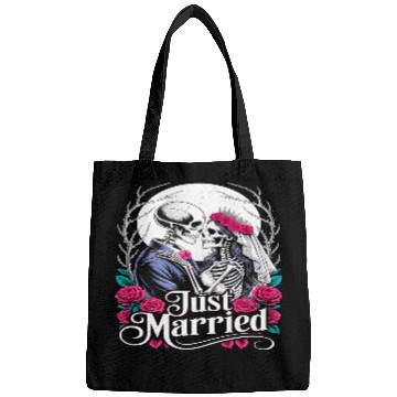 Discover Gothic Just Married Skeletons Bride and Groom Bags