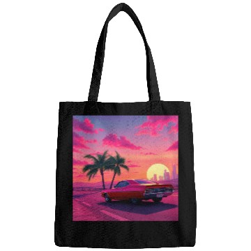 Discover Neon Drift Sunset on the Synthwave Highway Bags