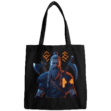 Discover Viking Warrior with Axes and Fur Bags