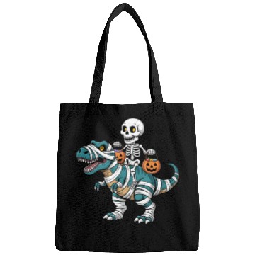 Discover Skeleton Riding Mummy Dinosaur Funny Halloween Bags