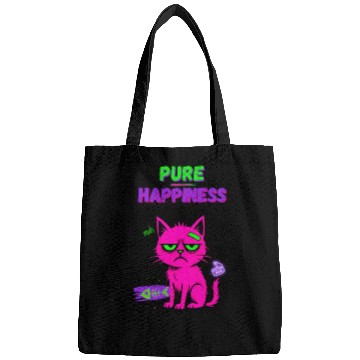 Discover Neon Grumpy Cat – Pure Happiness Graphic Bags