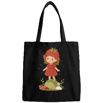 Discover Cute Raspberry Girl Illustration Bags