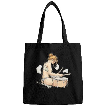 Discover Illustrative Drummer Girl in Casual Attire Bags