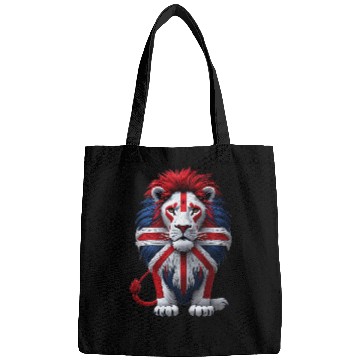 Discover British Lion with Union Jack Flag Graphic Design Bags