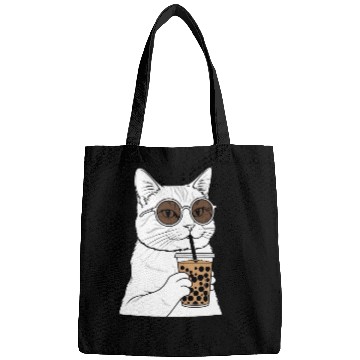 Discover Cool Cat with Bubble Tea and Sunglasses Bags