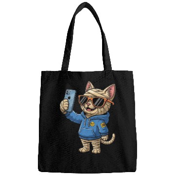Discover Cool Cartoon Cat Mummy Taking a Selfie Bags