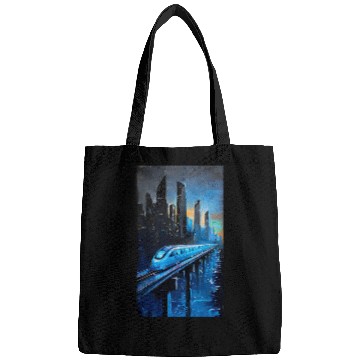 Discover Futuristic City Skyline with High-Speed Transit Bags