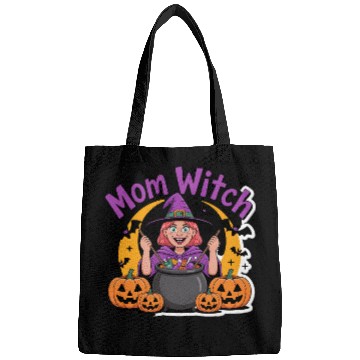 Discover Mom Witch with Cauldron Halloween Design Bags