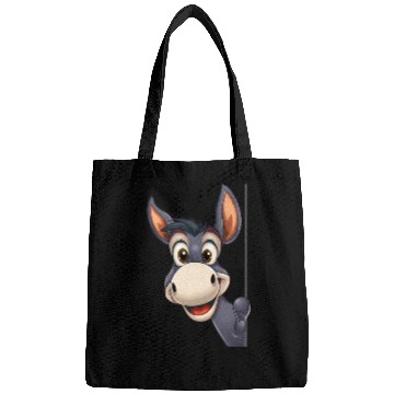 Discover Cute donkey peeking cartoon illustration Bags