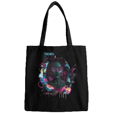 Discover Neon Cyberpunk Female Digital Art Bags