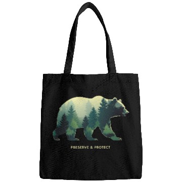 Discover Forest Bear Nature Illustration Bags