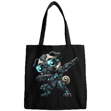 Discover Cool pug dog robot astronaut dabbing cyborg Bags