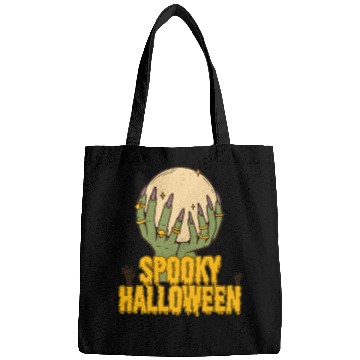 Discover Spooky Halloween Hands Holding Moon Bags