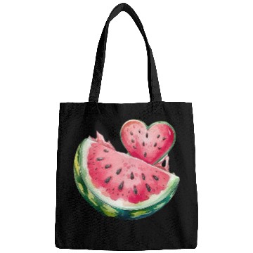 Discover Watermelon Heart Fruit Illustration Bags