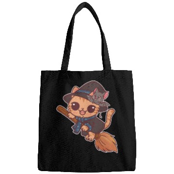 Discover Enchanted Cat Witch with Bat Familiar Bags