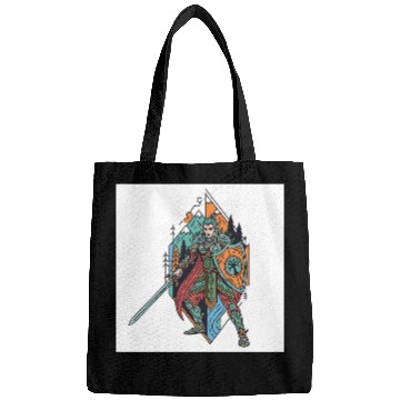 Discover Epic Elf Warrior Shield and Sword Illustration Bags