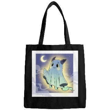 Discover Cute Ghost Bat Under Moon Scene Bags