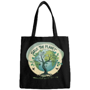 Discover Earth Tree Save the Planet Illustration Bags