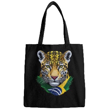 Discover Brazil Jaguar Head Green Yellow Blue National Flag Bags