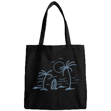 Discover Minimalist Coastal Sunset Illustration Bags