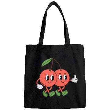 Discover Playful Cherry Duo Illustration Bags