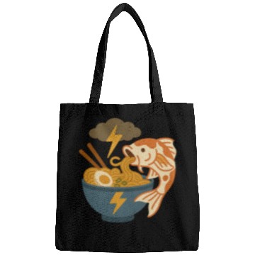 Discover Electrified Fish Ramen Illustration Bags