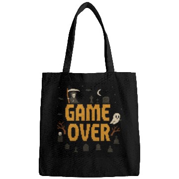 Discover Pixel Haunted Game Over Design Bags