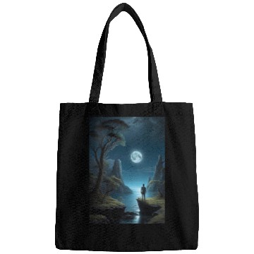 Discover Lunar Night Cliff Landscape Bags