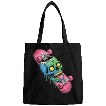 Discover Neon Dripping Skull Skateboard Art Bags
