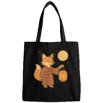 Discover Cute Fox in Traditional Kimono with Lantern Bags