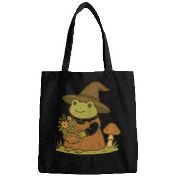 Discover Enchanting Frog Witch with Mushroom and Flowers Bags